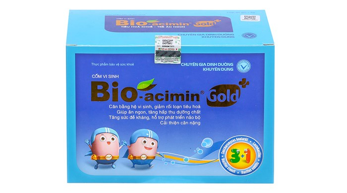 Cốm vi sinh Bio acimin Gold hỗ trợ trẻ ăn ngon tự nhiên bổ sung vi chất và các amin thiết yếu hộp 30 gói